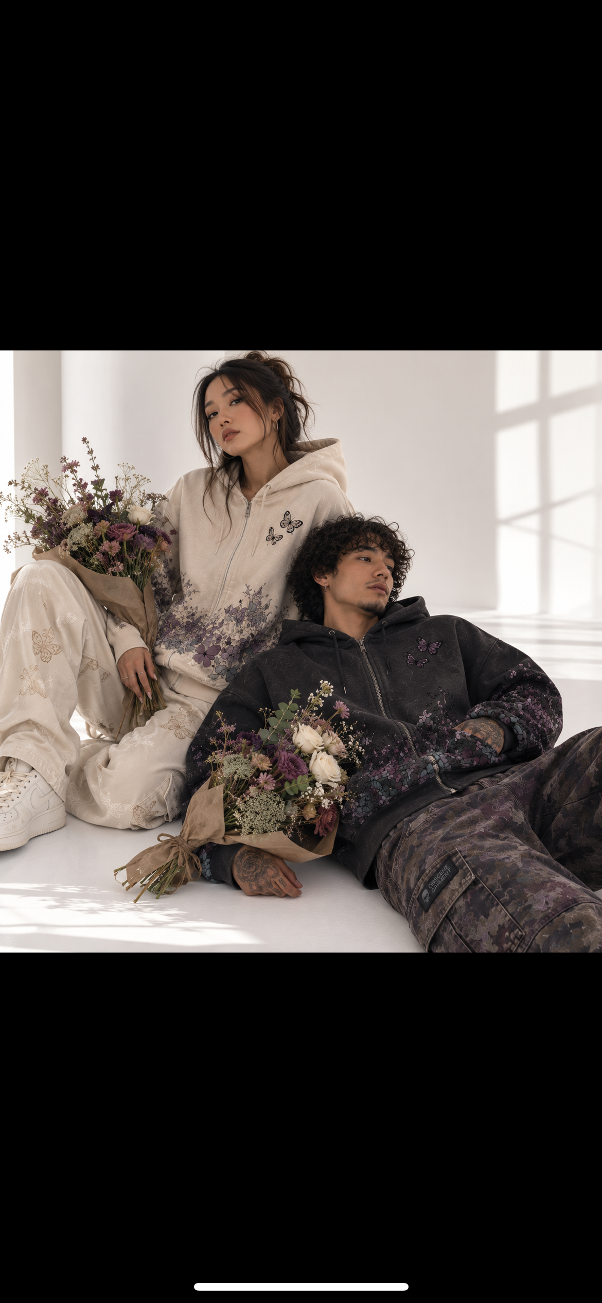 Butterfly Garden Heavyweight Zip Hoodie – Deep Purple