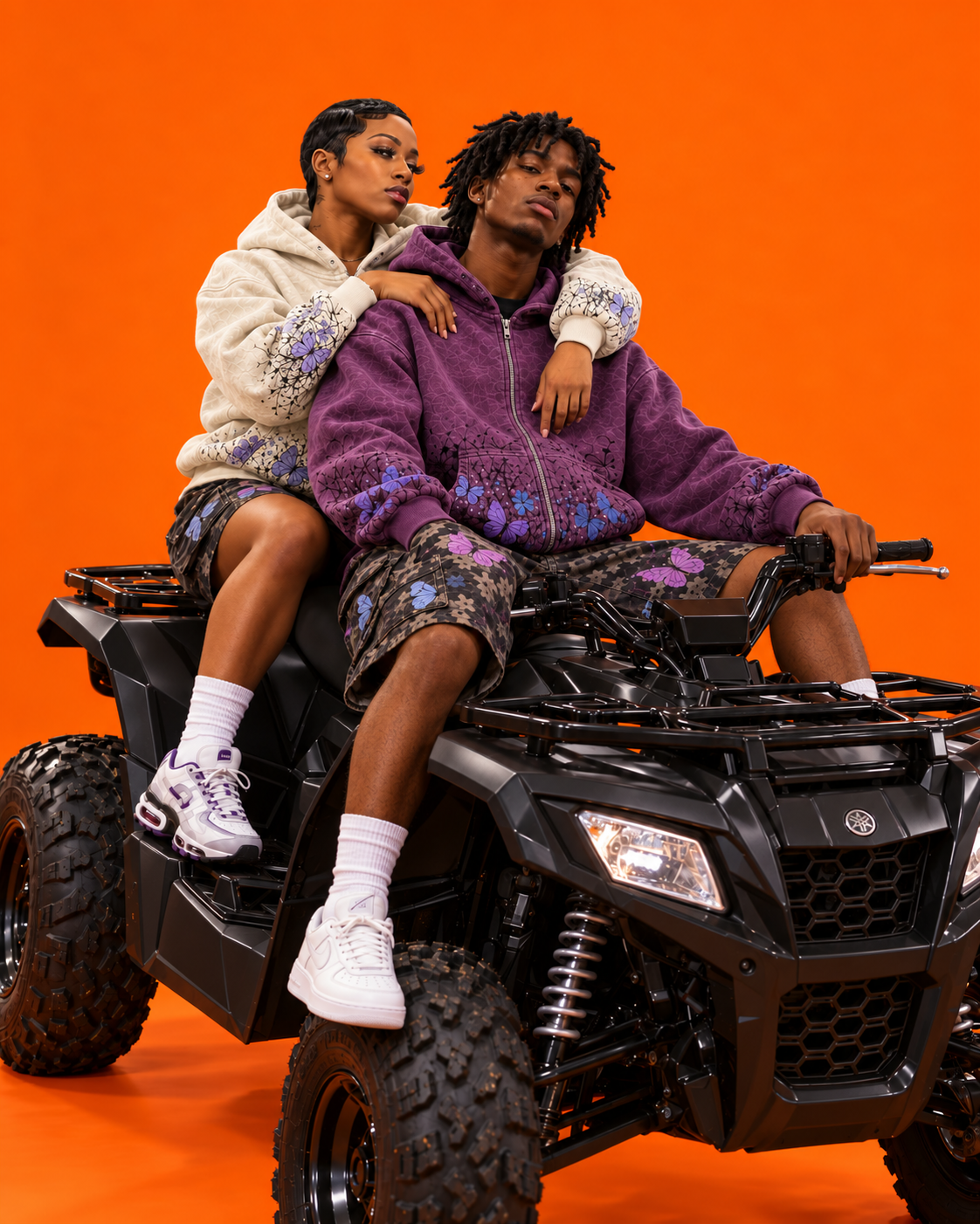 Butterfly Garden Heavyweight Zip Hoodie – Deep Purple